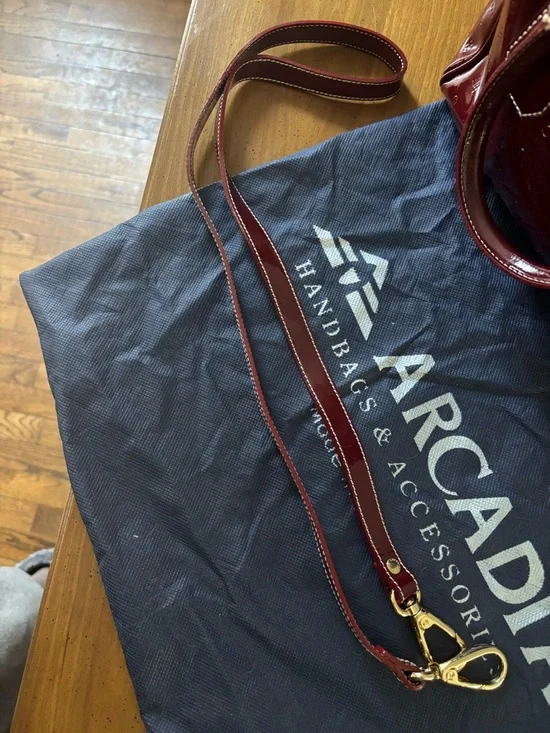 Arcadia Patent Leather Satchel in Deep Wine - Picture 3 of 4